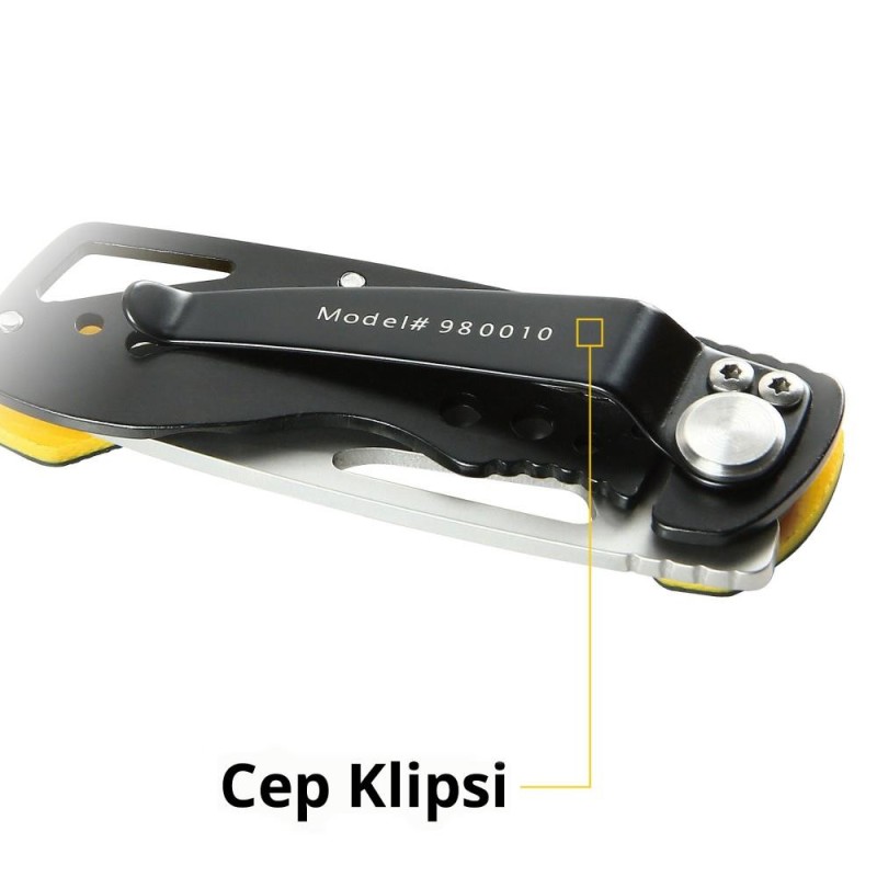 CAT DA980010 Kemer Askı Kancalı Katlanabilir 12CM Paslanmaz Çelik Kamp Çakısı