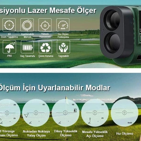 KOBB KBL1000 1Km Profesyonel Optik Dürbünlü Golf Lazer Metre + Hız Tespit Cihazı