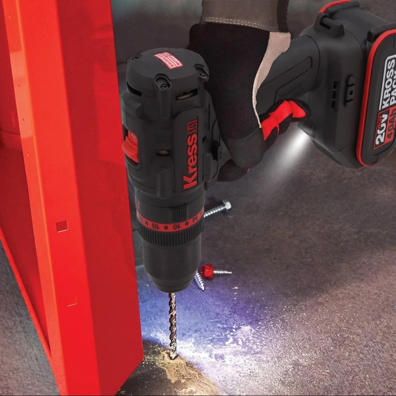 Kress KUC30.91 20Volt Kömürsüz Profesyonel Şarjlı Darbeli Matkap (Akü Dahil Değildir)