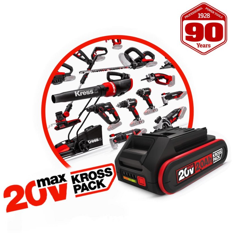 Kress KUH04.1 20Volt 5.0Ah. Li-ion Çift Akülü 125mm Kömürsüz Profesyonel Devir Ayarlı Alttan Tetikli Avuç Taşlama