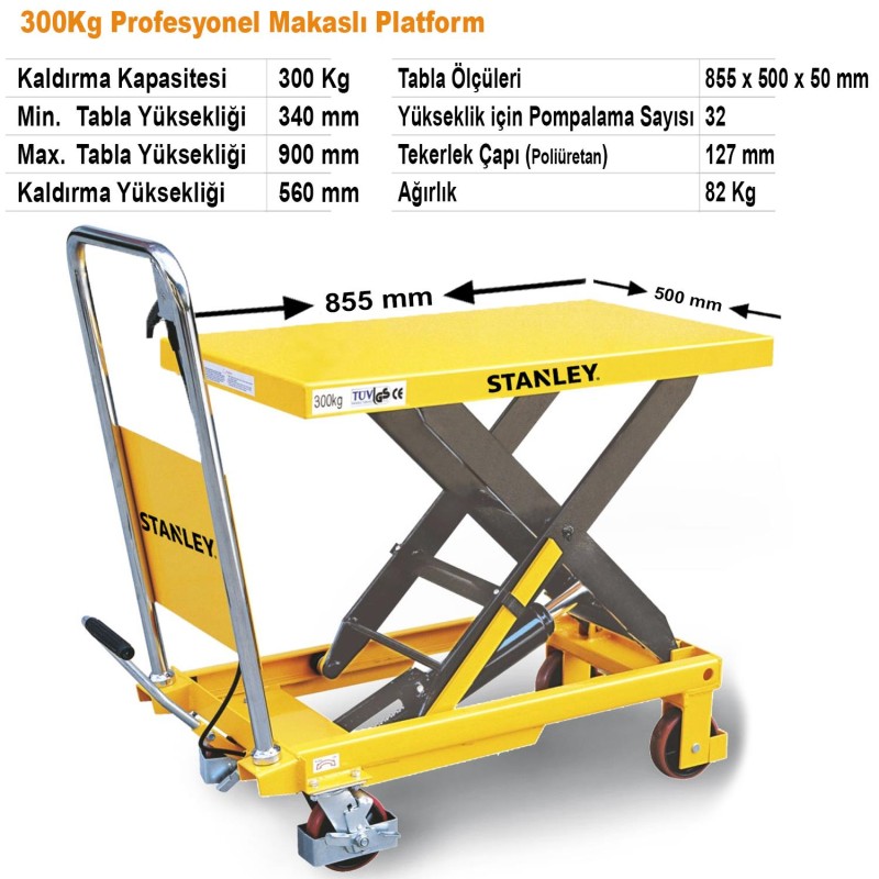 Stanley X300 300Kg Profesyonel Makaslı Platform