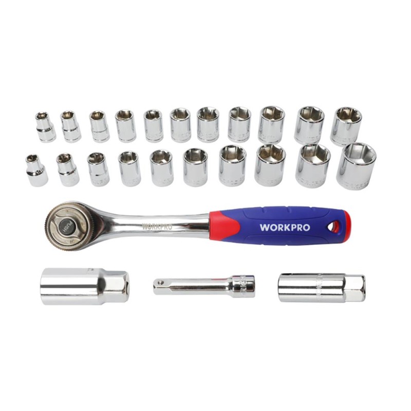 WORKPRO WP202528 3/8’’ Metrik/İnç 32 Parça Cr-V Profesyonel Lokma ve Kombine Anahtar Takımı