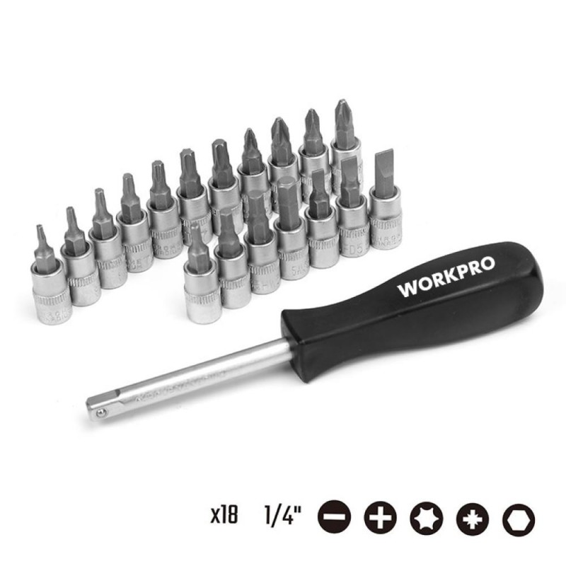 WORKPRO WP202535 1/4'’ 1/2'’ 108 Parça Cr-V Metrik Profesyonel Lokma Takımı