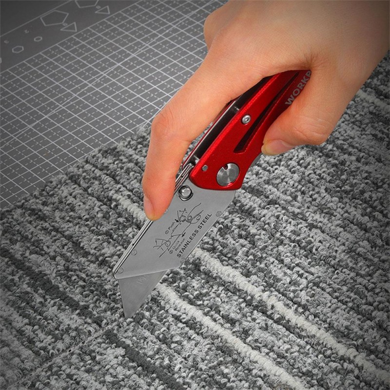 WORKPRO WP211003 Paslanmaz Çelik/Alüminyum Gövde Katlanır Rötuş Maket Bıçağı