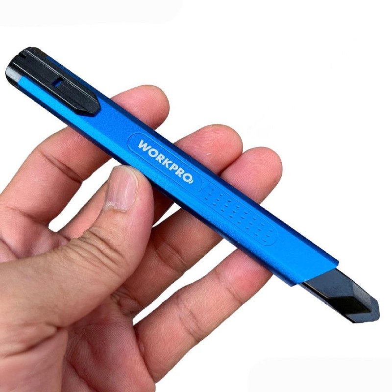 WORKPRO WP212012 9MM Alüminyum Kasa Cep Askılı Maket Bıçağı (MAVİ)
