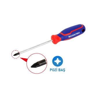 WORKPRO WP221036 PZ1x100mm CR-V Manyetik Profesyonel Yıldız Tornavida