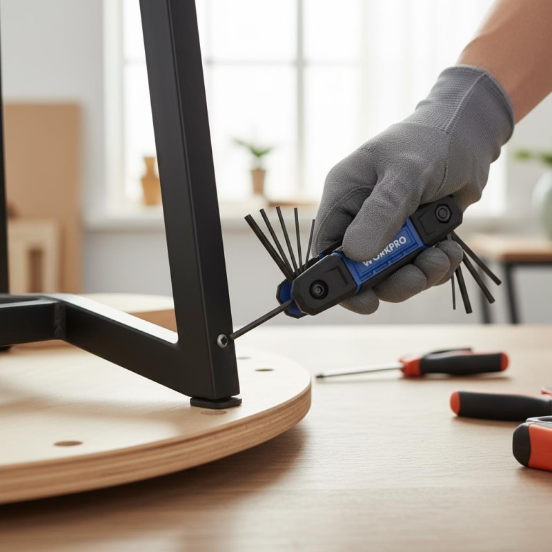 WORKPRO WP222028 8 Parça CR-V Metrik Çakı Tipi Profesyonel Allen Anahtar Takımı