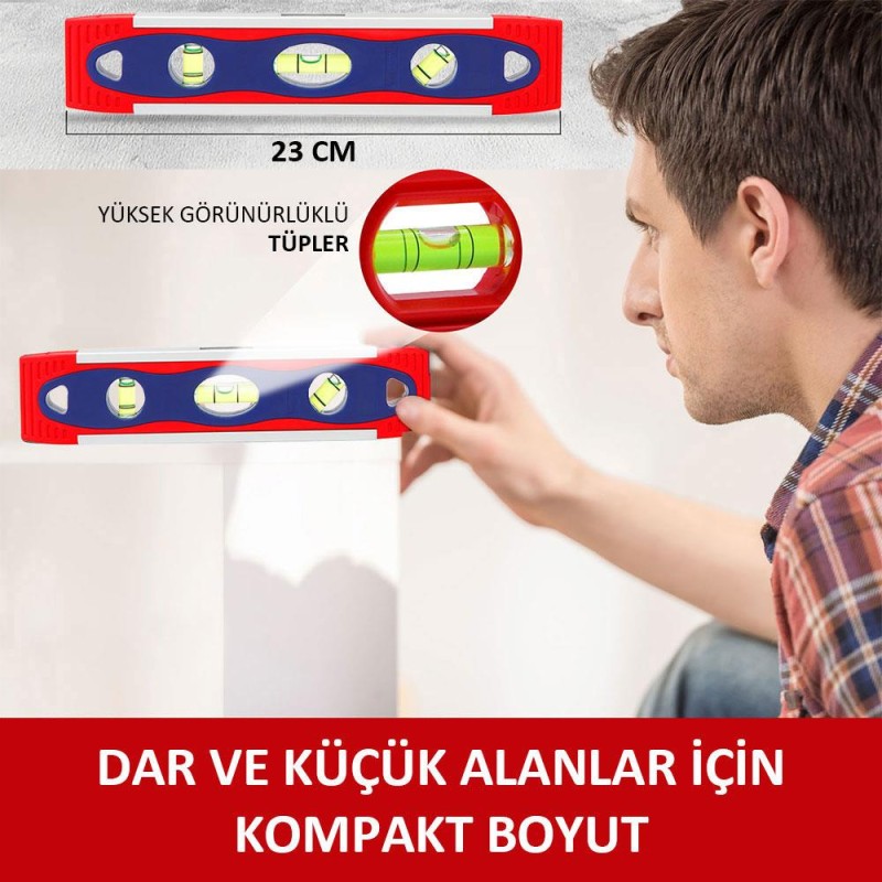 WORKPRO WP262027 225MM Manyetik Şoka Dayanıklı Torpedo Su Terazisi