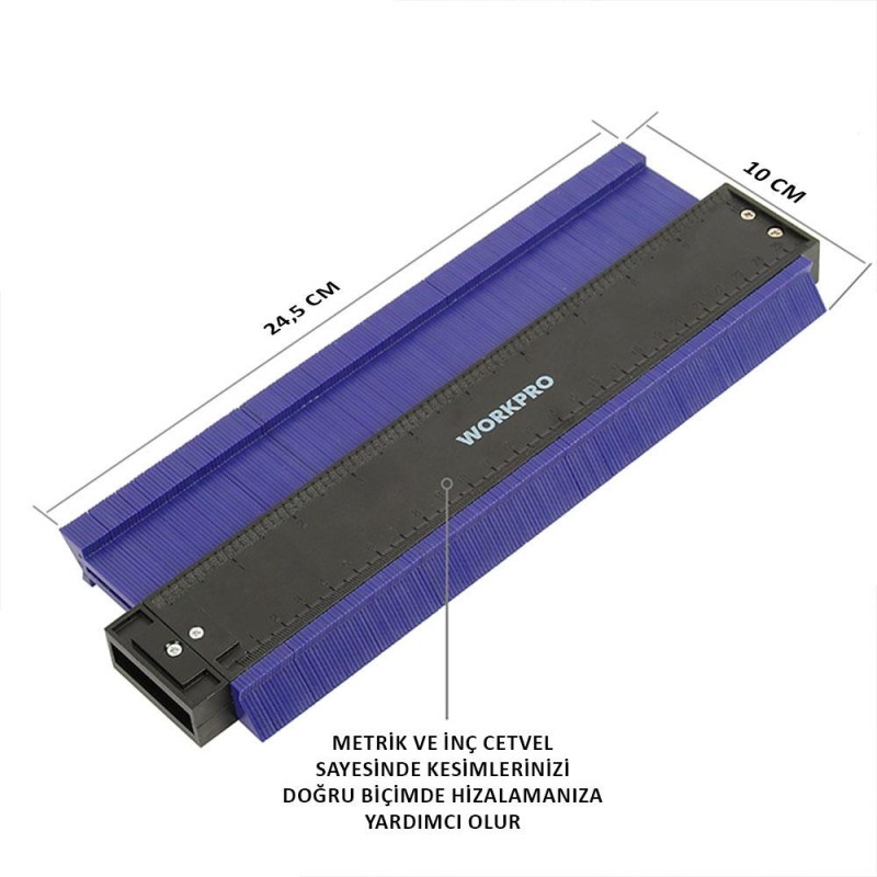 WORKPRO WP269001 250MM/10’’ Çok Fonksiyonlu Şekil Profil Kontur Ölçer