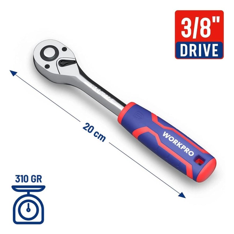 WORKPRO WP271008 3/8’’ Cr-V Profesyonel Cırcır Lokma Kolu