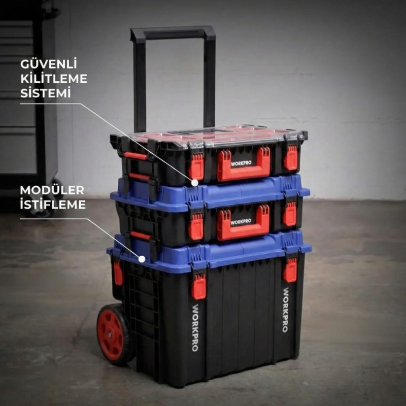 WORKPRO WP283030 32Lt 56x34,5x16,5cm İstiflenebilir Profesyonel Takım Çantası